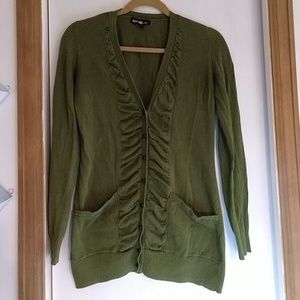 Olive green long cardigan